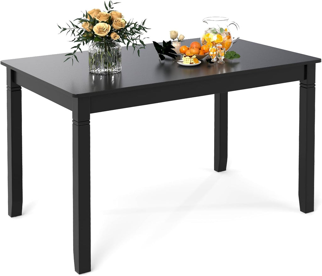 Giantex Dining Table for 4 People, 48'x 29' Kitchen Table with Wood Legs, Load 330 Lbs, Rectangular Dinner Table for Small Space, Dinette, Apartment, Living Room, Dining Room (Black)