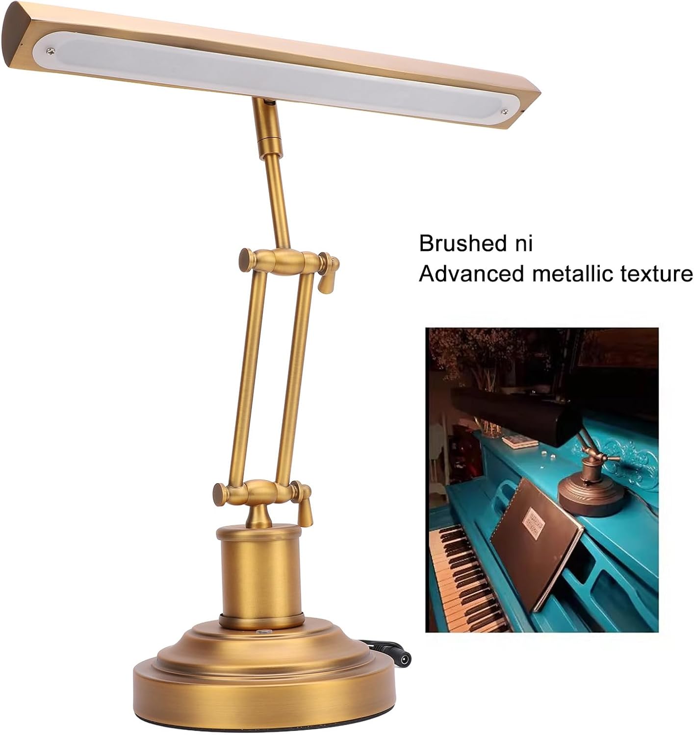 Gugxiom Piano Light Lamp for Upright Piano, 12W LED Table Lamp with Brightness Adjustable 3000K to 6000K, Music Stand Light for Piano, Home Office (US Plug)