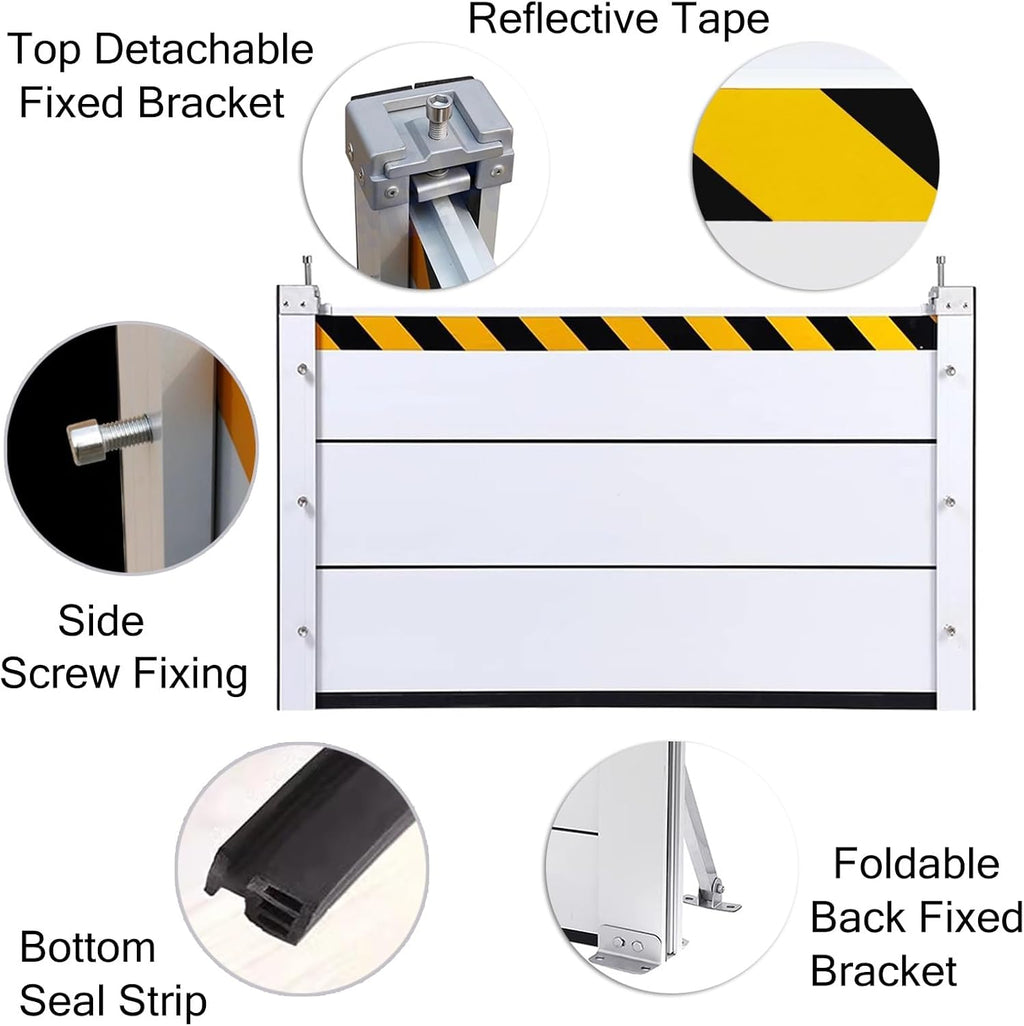 Garage Driveway Weather Water Barrier Indoor Outside Mount, Door Flood Barrier Shield Tall 40 60 80 100 CM, Aluminum Threshold Water Blocker(Silver-H 31.5in(80cm),L 4ft(122cm))