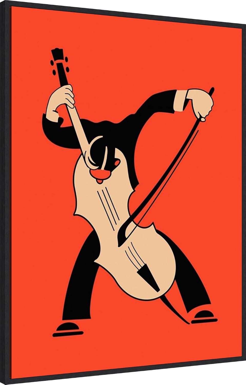 Amanti Art Framed Canvas Wall Art 42x32 The Cello by Mark Rogan, Framed Wall Art Canvas, Music Artwork, Modern Decor, Oversize Poster Painting for Living Room, Bedroom, Bathroom, Kitchen, Office or