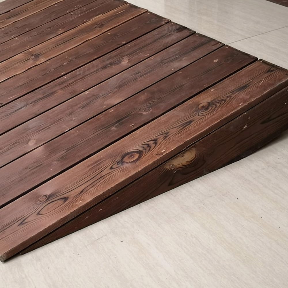 Wood Wheelchair Ramp 4' 7' 8' Rise Threshold Ramp 550lbs Capacity Entry Ramp, Portable Non-Slip Transition Ramp for Doorways, Driveways, Home Steps ﻿(35x31x10''/90x80x25cm)