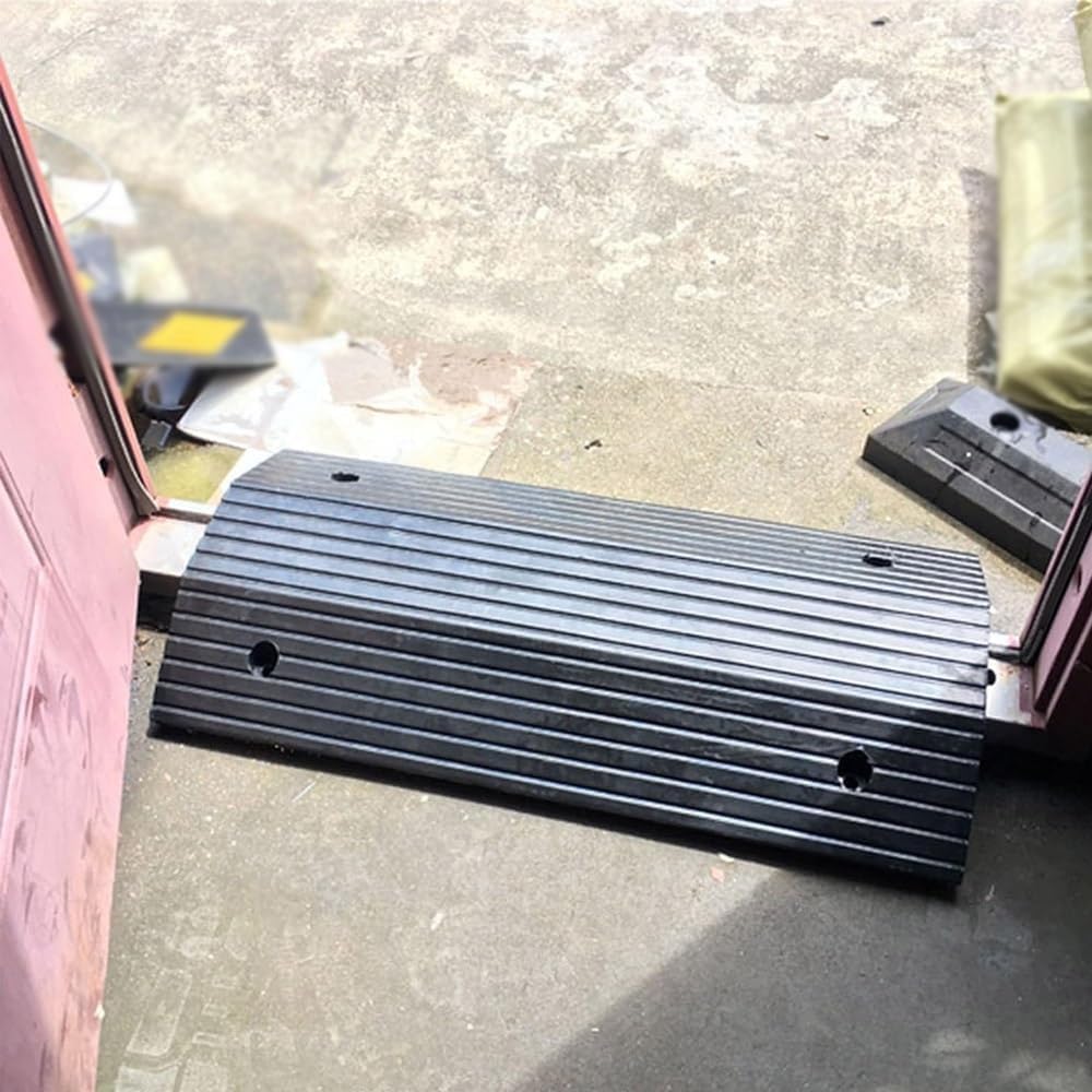 Threshold Bridge Ramp 3' Rise Rubber Threshold Ramp Heavy Duty Bridge Threshold Ramps Non-Slip Handicap Ramp for Doorways