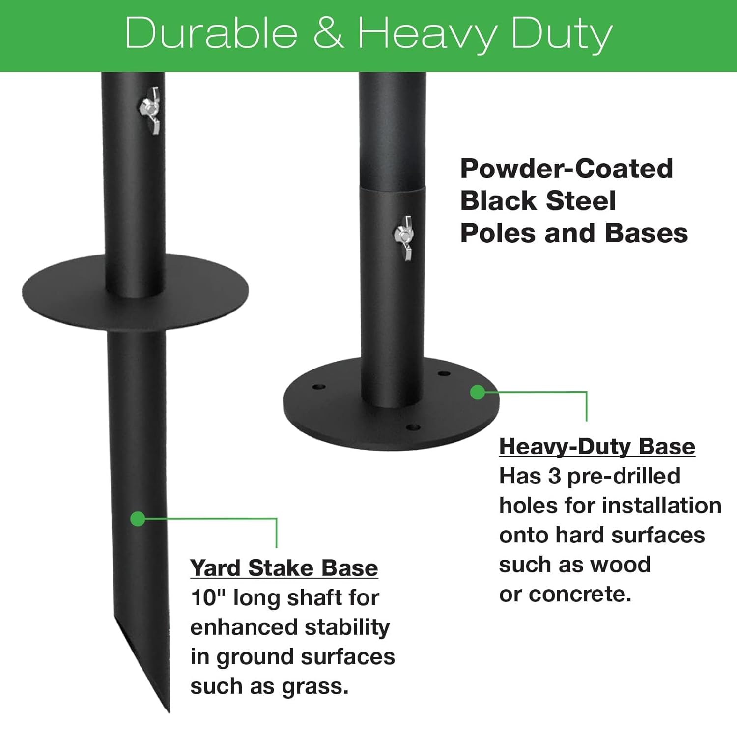 EXCELLO GLOBAL PRODUCTS Bistro String Light Poles - 4 Pack - Extends to 10 Feet - Universal Mounting Options Included
