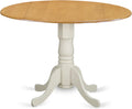 East West Furniture DLT-OLW-TP Dublin Modern Kitchen Table - a Round Dining Table Top with Dropleaf & Pedestal Base, 42x42 Inch, Oak & Linen White