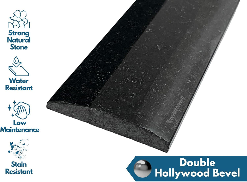 Double Hollywood Absolute Black Polished Granite Threshold for Floor Transitions (4' x 32')
