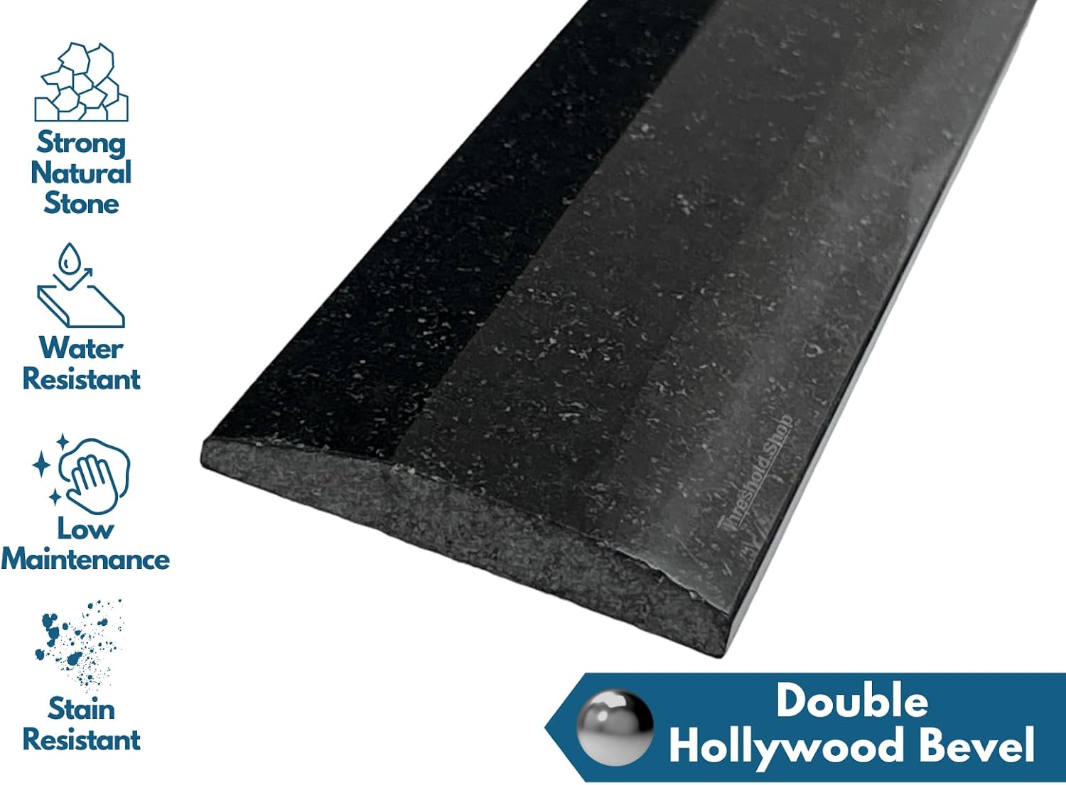 Double Hollywood Absolute Black Polished Granite Threshold for Floor Transitions (4' x 36')