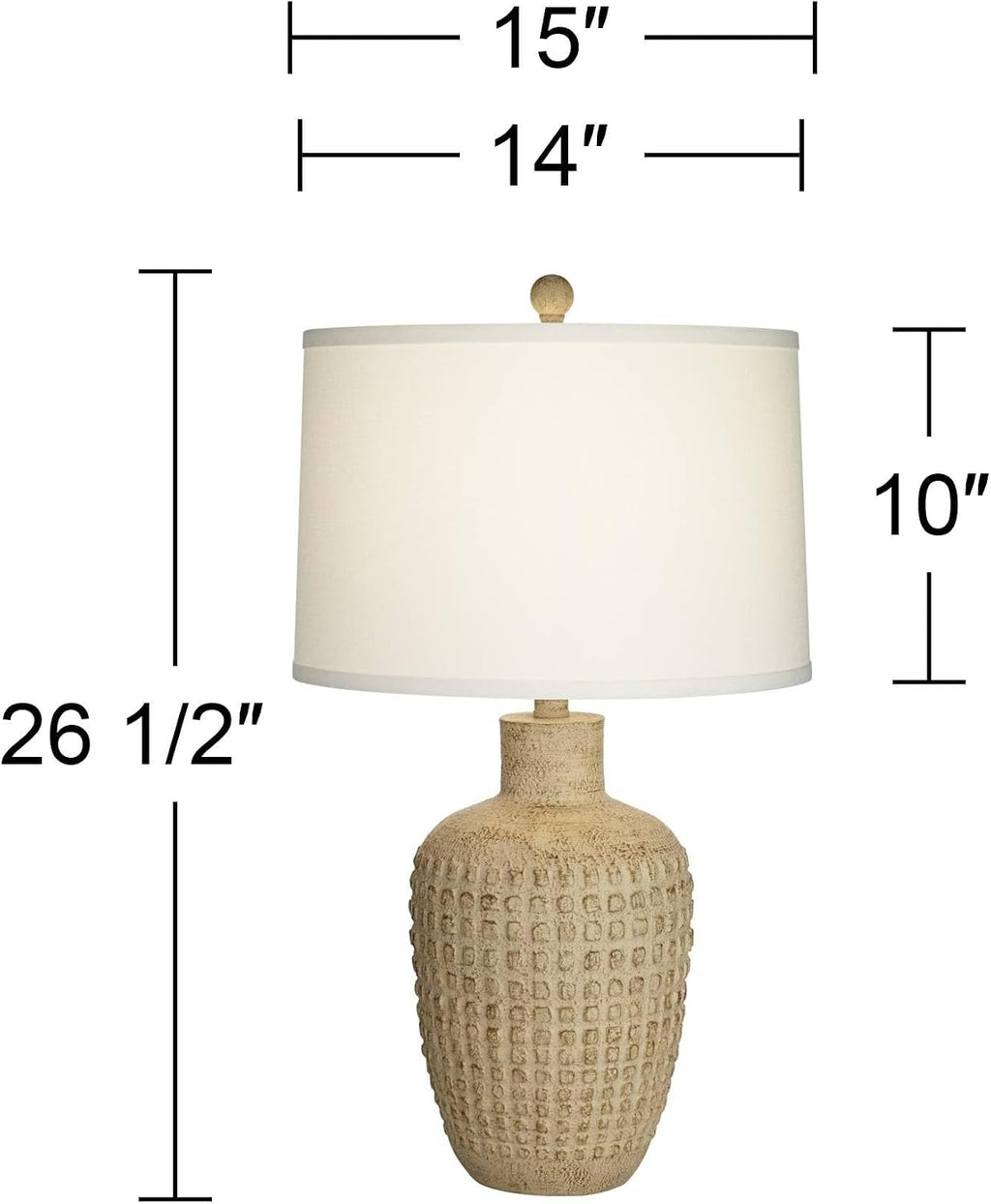 360 Lighting Delon 26 1/2' Tall Jar Farmhouse Rustic Country Cottage Core Coastal Table Lamp Natural Brown Beige Terra Cotta Finish Single White Shade Living Room Bedroom Bedside Nightstand House
