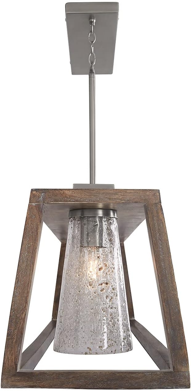 Capital Lighting 840551HN-504 Connor Unique Mango Wood & Glass Seeding Island Chandelier/Linear Pendant, 5-Light 300 Total Watts, 14' H x 50' W, Black Wash/Matte Nickel