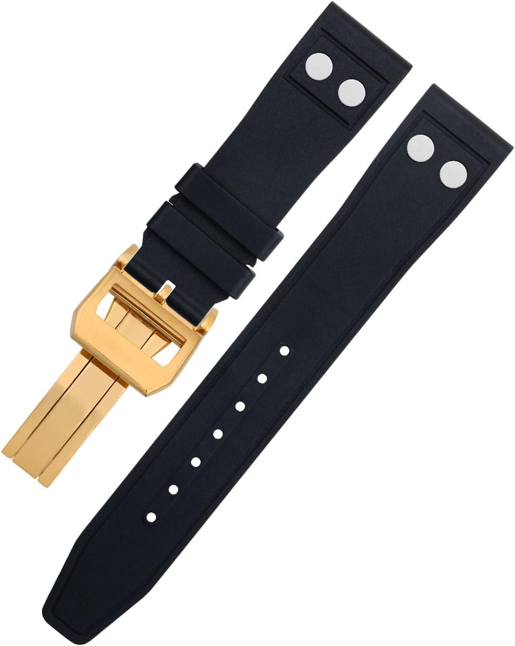 CZKE 21mm Nature Fluororubber FKM Rubber With Rivet Watchband For IWC Big Pilot Mark Portugieser TOP GUN Soft Wristband