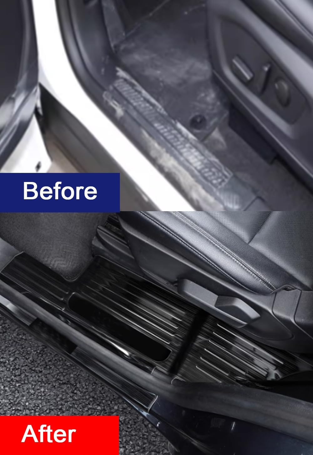 ERIDANUS Auto Accessories Fit for Explorer 2023 2022 2021 2020 Door Sill Threshold Scuff Plate Trim (Black A) Stainless Steel 4PCS