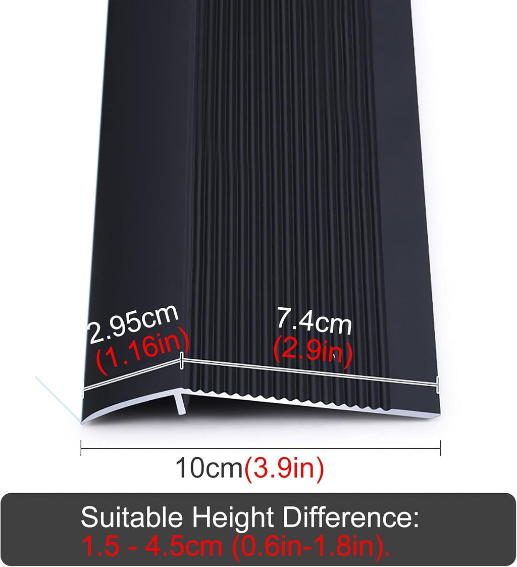 4inch Wide Threshold Floor Transition Strip Reducer Flute, Wood to Tile/Laminate to Floor Tiles, Heavy Duty Carpet Edge Strip, 90/100/110/120/130/140/150cm Long (Color : Grey, Size : 135cm/53.1in)