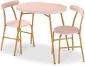 Best Choice Products 3-Piece Oval Dining Table Set,Modern Small Kitchen Dinette w/ 2 Chairs, Metal Frame, Curved Backrests - Pink/Gold