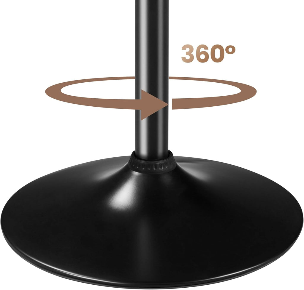 Yaheetech 3-Piece Bar Table Set, Round Bar Table and PU Leather Adjustable Swivel Chairs, Modern Counter Height Table Set with 2 Bar Stools for Kitchen, Full Black