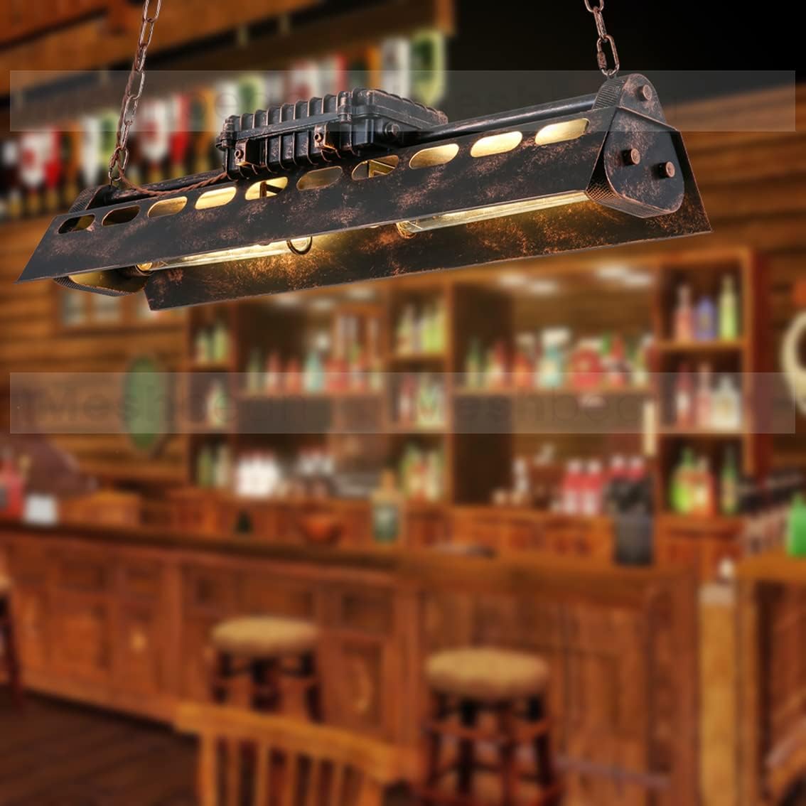 iMeshbean Industrial Steampunk Chandelier Pool Table Ceiling Light Fixture Wrought Iron Pendant Lamp for Bar Kitchen Island Dinging Room