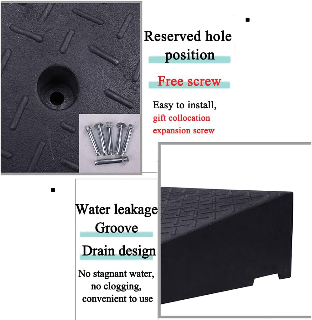 Large Rubber Plastic Curb Ramp,Outdoor Steps/Doorway Threshold Ramps for Wheelchairs Sidewalk with Slip-Resistant Surface,100x25x4-9cm