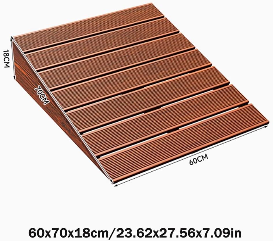 Wooden Threshold Ramp for Home Steps, 6' 7' 8' Rise Curb Ramp Doorway Ramps, Anti-Slip Entry Ramps for Wheelchair Walker Cart Scooter(60x70x18cm/23.62x27.56x7.09in)