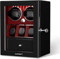 DUKWIN Watch Winder for 4/6/8 Automatic Watches, Lockable Winders with Watch Holders and Jewelry Storage, Super Quiet Motor with High-Gloss Finish, Built-in Illumination