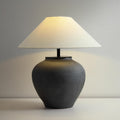 18.8' Black Vintage Distressed Ceramic Pot Table Lamp with Fabric Shade Rustic Farmhouse Table Lamps for Living Room Decorative Bedside Nightstand Lamp for Living Room Hotels Office
