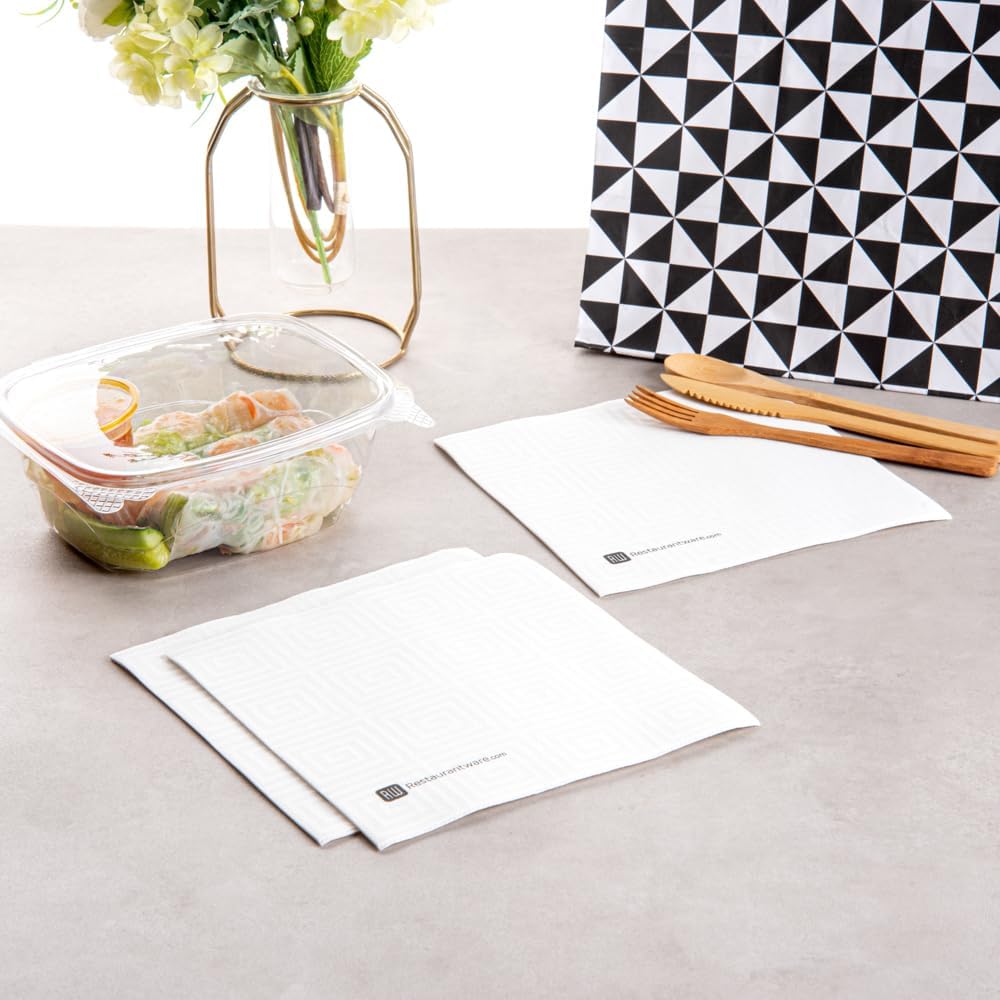 Restaurantware Luxenap 15.8 x 15.8 Inch Disposable Paper Napkins 800 Soft Linen-Feel Napkins - Air Laid Absorbent Pre-folded White Paper Napkins Durable For Dinner Parties And Events