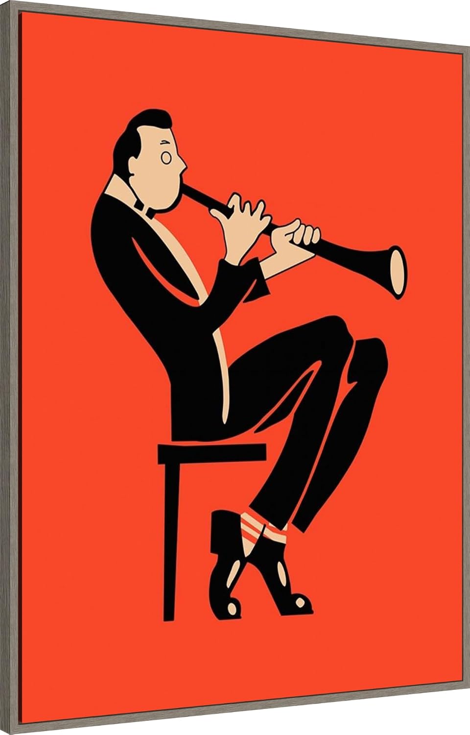 Amanti Art Framed Canvas Wall Art 42x32 The Clarinet by Mark Rogan, Framed Wall Art Canvas, Music Artwork, Country Rustic Decor, Oversize Poster Painting for Living Room, Bedroom, Bathroom, Kitchen,