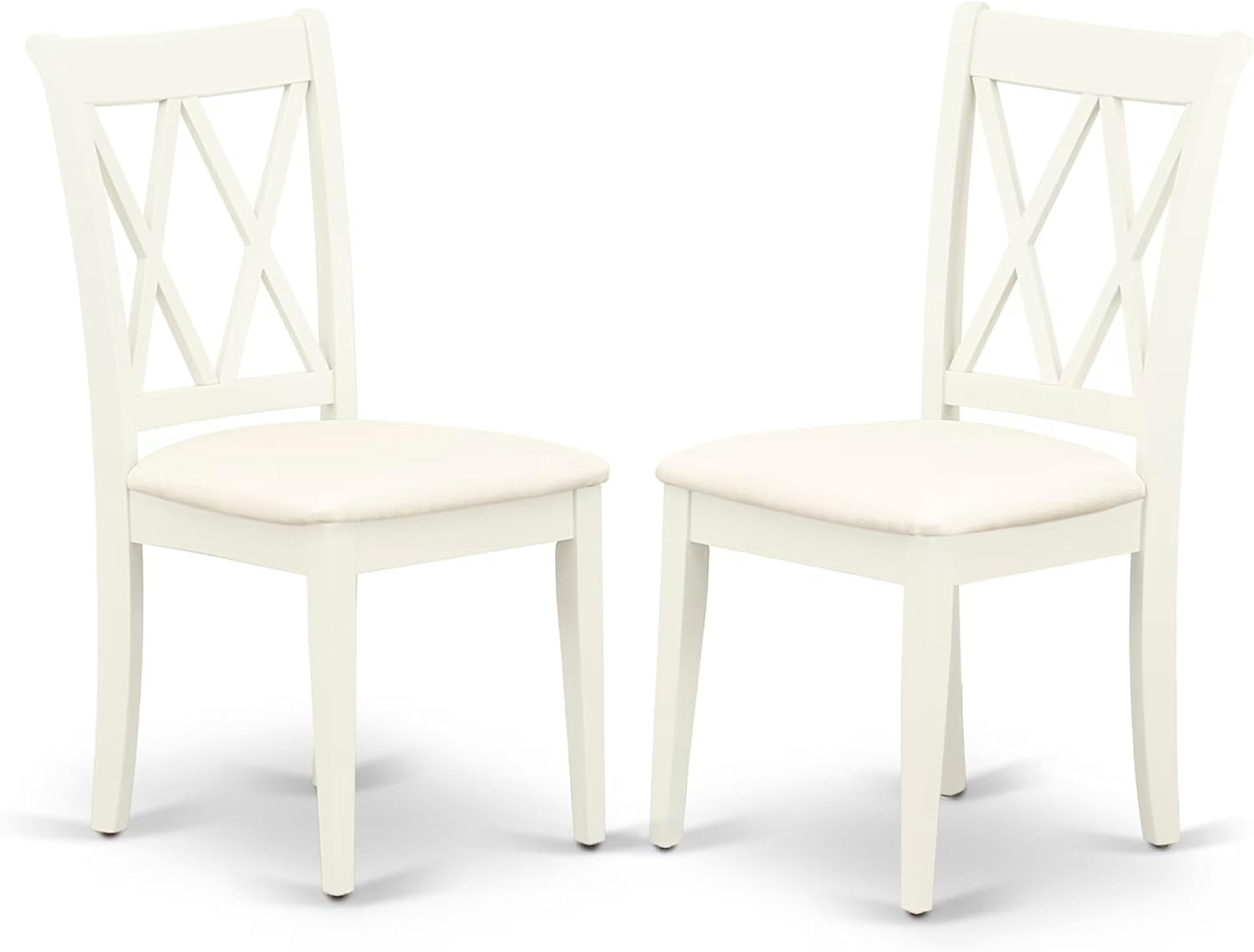 East West Furniture ANCL5-LWH-C 5 Piece Dining Room Table Set Includes a Round Wooden Table with Pedestal and 4 Linen Fabric Kitchen Dining Chairs, 36x36 Inch, Linen White