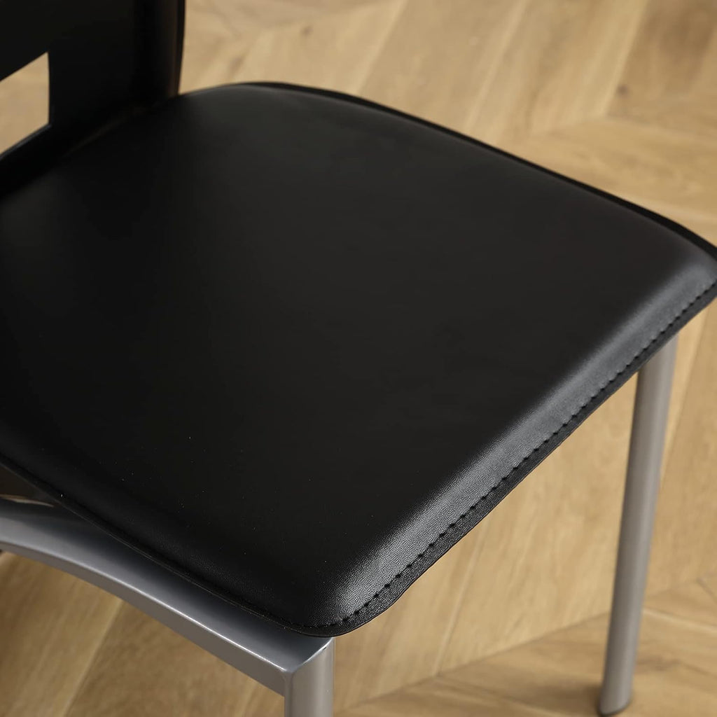 Karl home Modern Hollow Dining Chair Set of 4, Black Dining Chairs with PVC Backrest & Leather Cushion, Dining Chair for Kitchen & Dining Room, 300lbs Weight Capacity