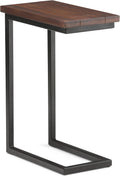 SIMPLIHOME Skyler C-Side Table - 18' Wide x 24' High Solid Mango Wood and Metal Slide-Under Table in Dark Cognac Brown, Industrial Accent Table or End Table for Living Room with Open Frame, Assembled