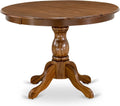 East West Furniture HBT-AWA-TP Hartland Dining Table - a Round Wooden Table Top with Pedestal Base, 42x42 Inch, Walnut