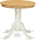 East West Furniture EMT-OLW-TP Eden Dining Room Table - a Round kitchen Table Top with Pedestal Base, 30x30 Inch, Oak & Linen White