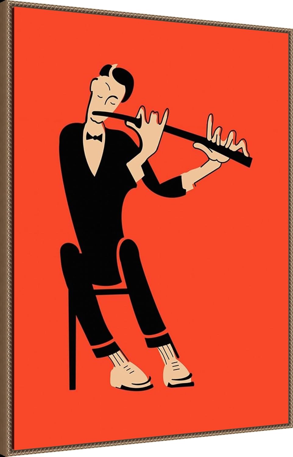 Amanti Art Framed Canvas Wall Art 42x32 The Flute by Mark Rogan, Framed Wall Art Canvas, Music Artwork, Traditional Decor, Oversize Poster Painting for Living Room, Bedroom, Bathroom, Kitchen, Office