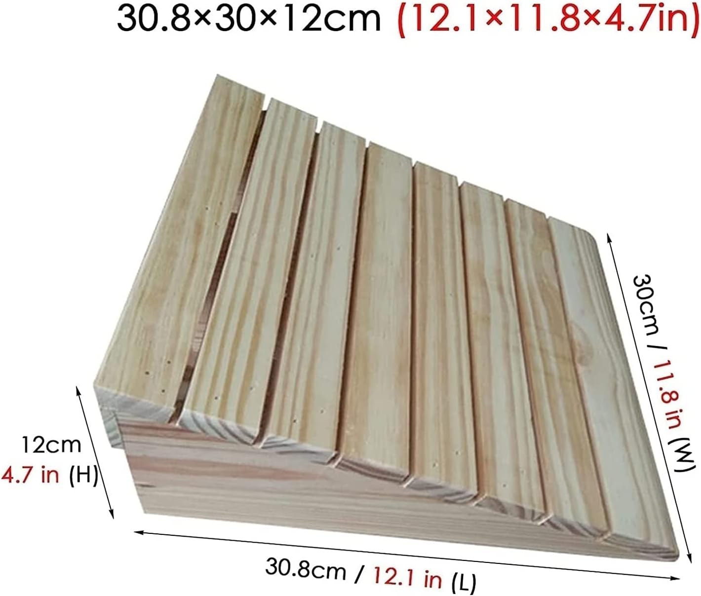 Wooden Threshold Ramps for Doorways, Anti-Skid Curb Ramp, for Wheelchairs Walkers Car Motorcycle(30.8x30x12cm)