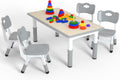 LulliSpace Kids Table and 4 Chairs Set，Height Adjustable Children Table & Chair，Toddlers Study Multi-Activity Table with 47.2'x23.6' Wipe-Clean Desktop，for Classrooms, Homes & Daycares
