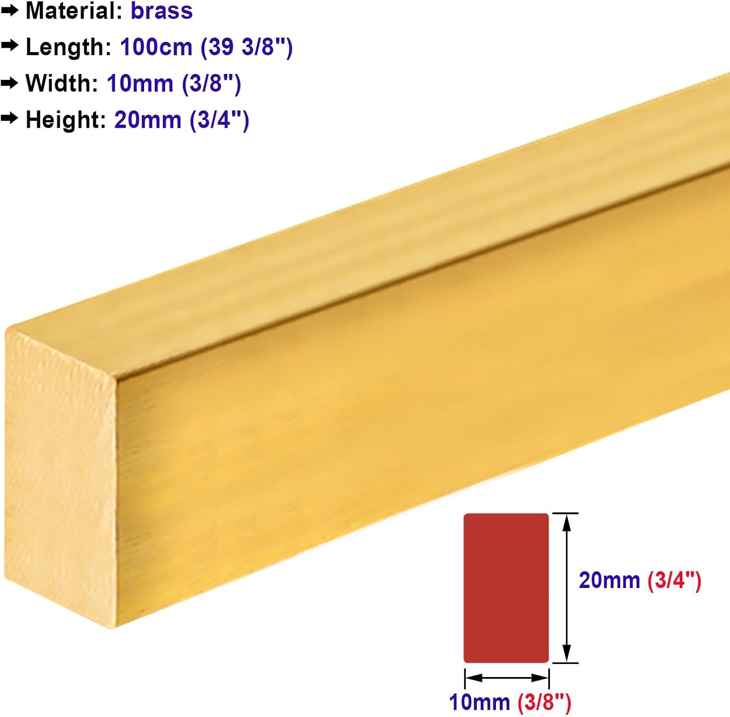 Floor Transition Strip Solid Brass Door Threshold Strips 1m, Flat Flooring Gap Cover Wood to Tile, Doorways Floor Joining Bar, Transition Edge Trim Strip for Wall Decor ( Size : 10mmx20mm(3/8'x3/4') )