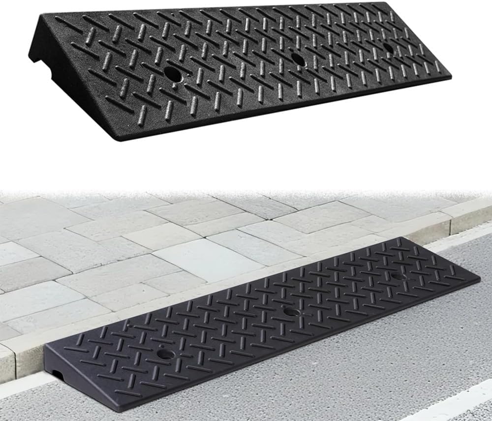 Portable Wheelchair Ramp Rubber Driveway Ramps Car Slope Ramp 1.5' 2' 2.4' 2.7' 3' 3.5' 4' Rise Threshold Ramp Loading Curb Ramp(9cm/3.5' Rise)