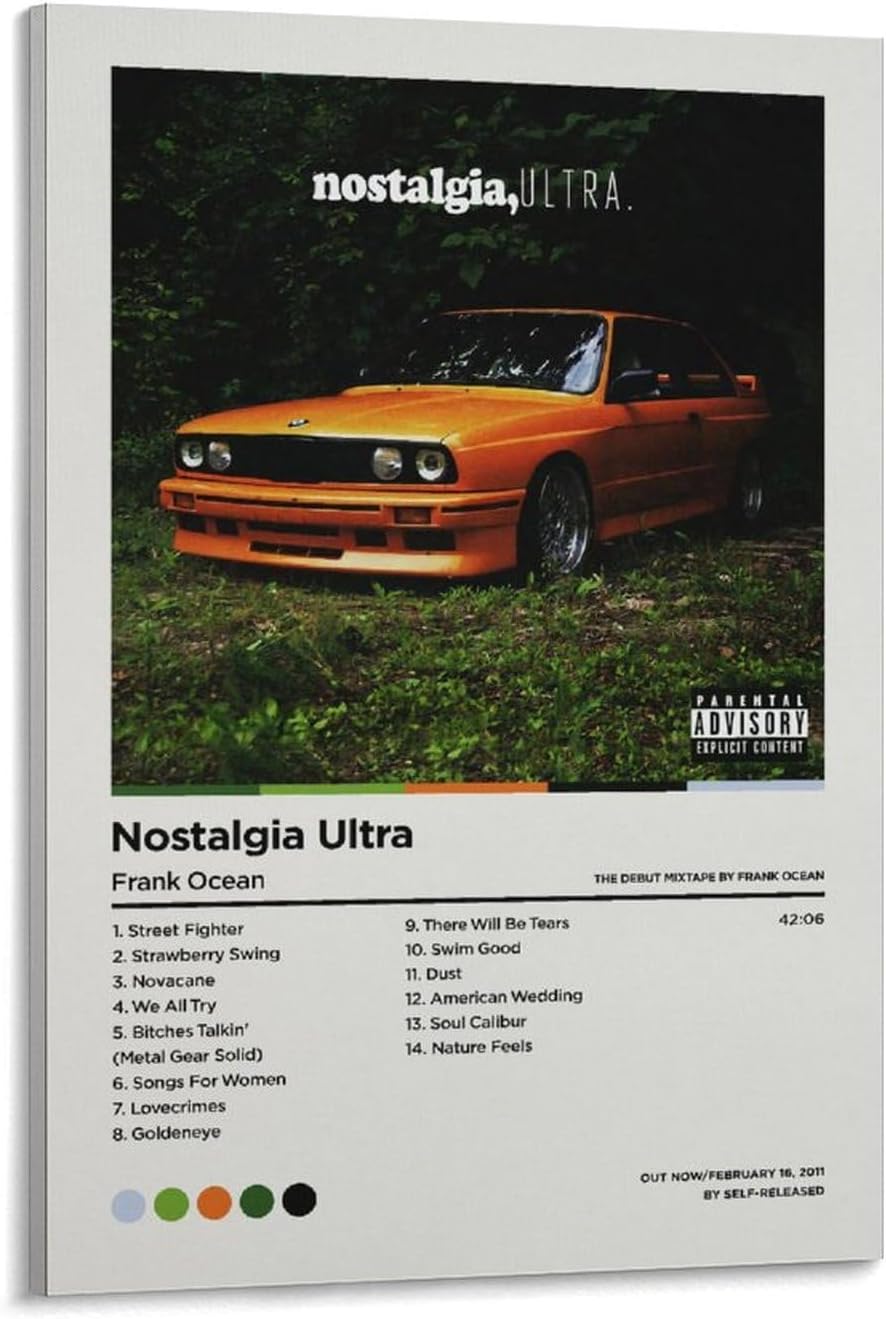 ZANLIART Frank Ocean - Nostalgia Ultra Album Cover Canvas Print Music Poster for Room Aesthetic Frame:16x24inch(40x60cm)