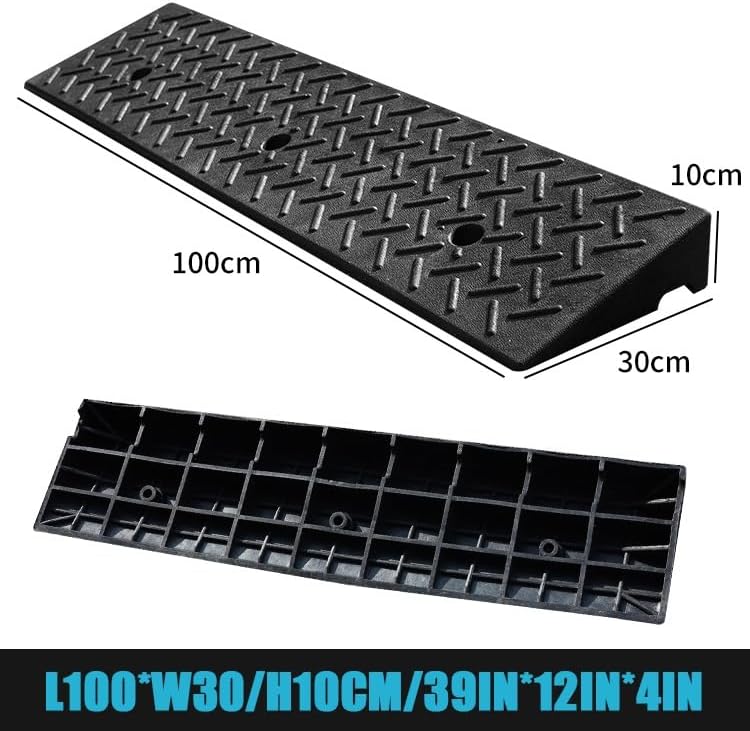 Wheelchair Threshold Ramp, Rubber Ramp for Doorways, 2' 4' 6' Rise Portable Curb Ramp, Non-Slip Transition Ramps for Indoor Outdoor(100 * 30 * 10cm/39 * 12 * 4in)