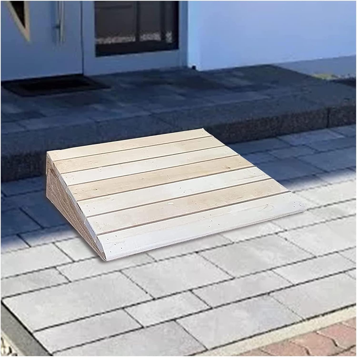 Portable Threshold Ramp Wooden Threshold Ramps for Doorways Step, 15cm Tall Kerb/Curb Anti-Slip Slope for Driveway/Garage Door/Stair/Shed, Easy to Move(60x38.8x15cm/23.6x15.3x6in)