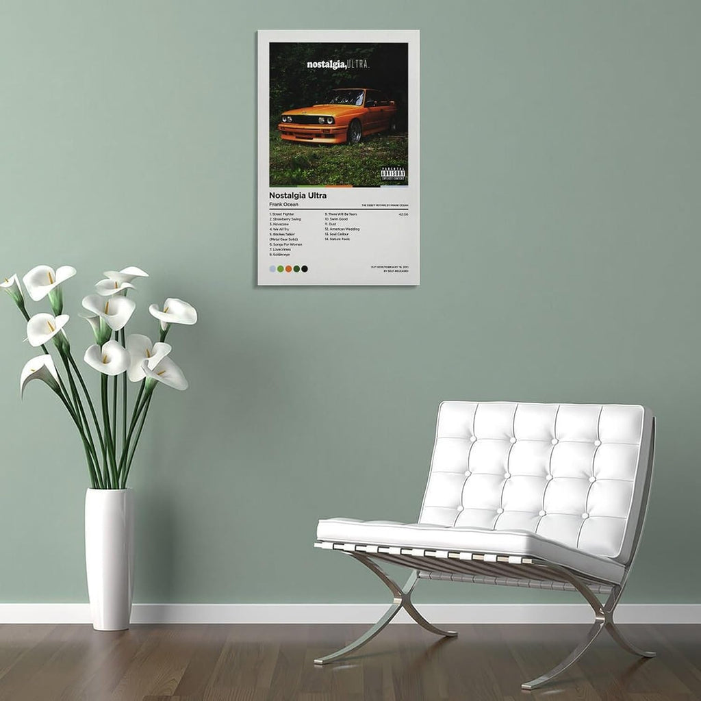 ZANLIART Frank Ocean - Nostalgia Ultra Album Cover Canvas Print Music Poster for Room Aesthetic Frame:16x24inch(40x60cm)
