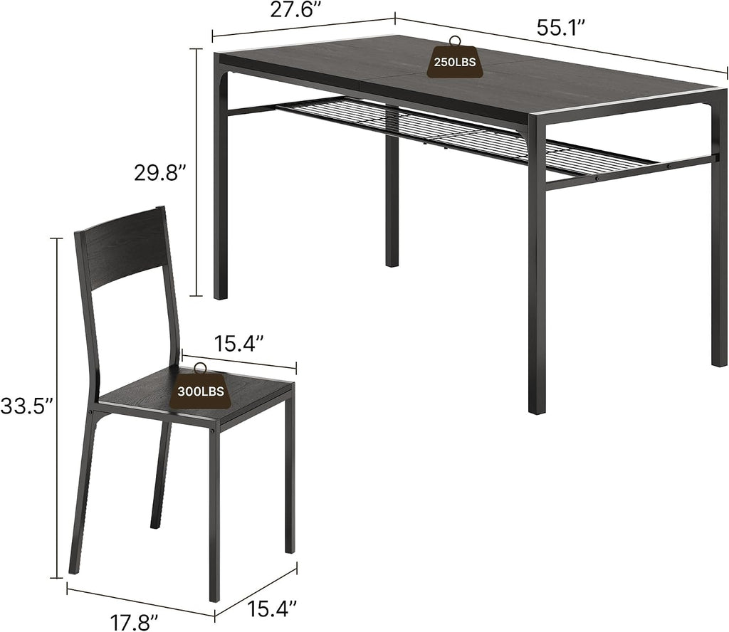 Gizoon Dining Table Set for 6 with Chairs, 7-Piece Kitchen Table Set for Small Space, Apartment, Kitchen, Dining Room, Space-Saving