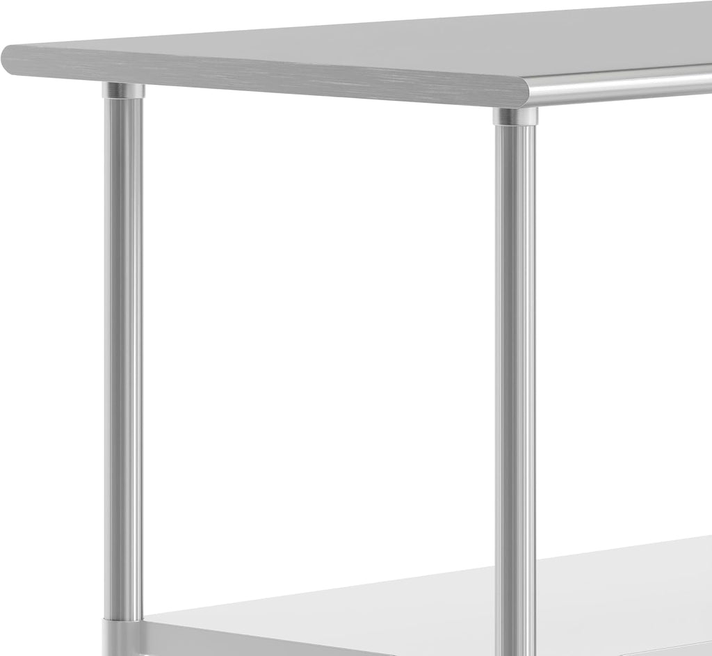 Flash Furniture Reese NSF Certified Stainless Steel Kitchen Prep and Work Table, Commercial Work Table with Storage, 72' W x 24' D x 34.5' H, Silver