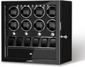 DUKWIN Watch Winder for 4/6/8 Automatic Watches, Lockable Winders with Watch Holders and Jewelry Storage, Super Quiet Motor with High-Gloss Finish, Built-in Illumination