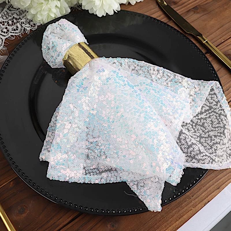 50 pcs 20-Inch Iridescent Blue Sequins Napkins - for Wedding Party Restaurant Holiday Dinner