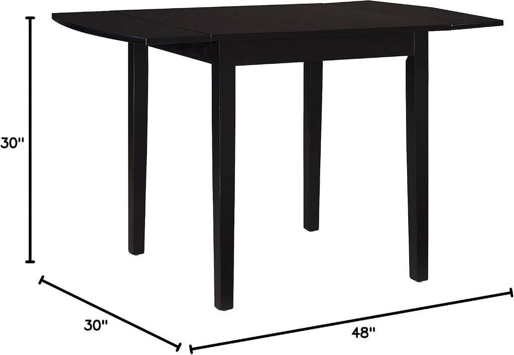 Linon Torino Black Wood 30' Square Drop Leaf Table - 30' X 48' Fully Extended
