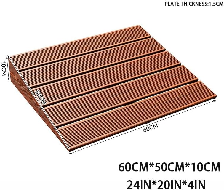 6' Rise Wood Curb Ramp, Portable Wheelchair Ramp, Non-Slip Threshold Ramp for Doorway, Steps Ramp for Cars Wheelchairs Scooter Lawn Mower(60 * 50 * 10cm/24 * 20 * 4in)