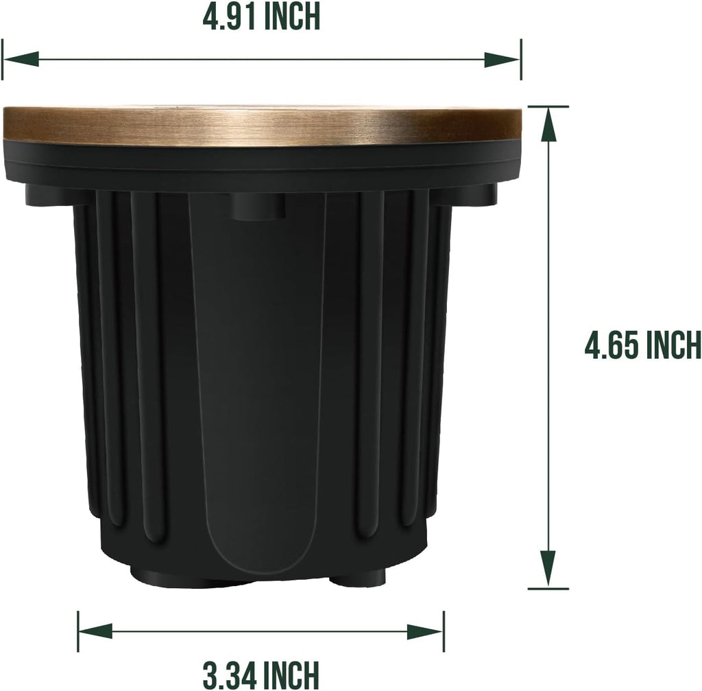 GKOLED 12V LED Brass Well Lights, In Ground Light Outdoor with MR16 Bulb and Swival Base, Low Voltage Landscape Lighting, 5W 410LM 2700K, IP67 Waterproof Up Light for Garden, Open Top, 12 Pack