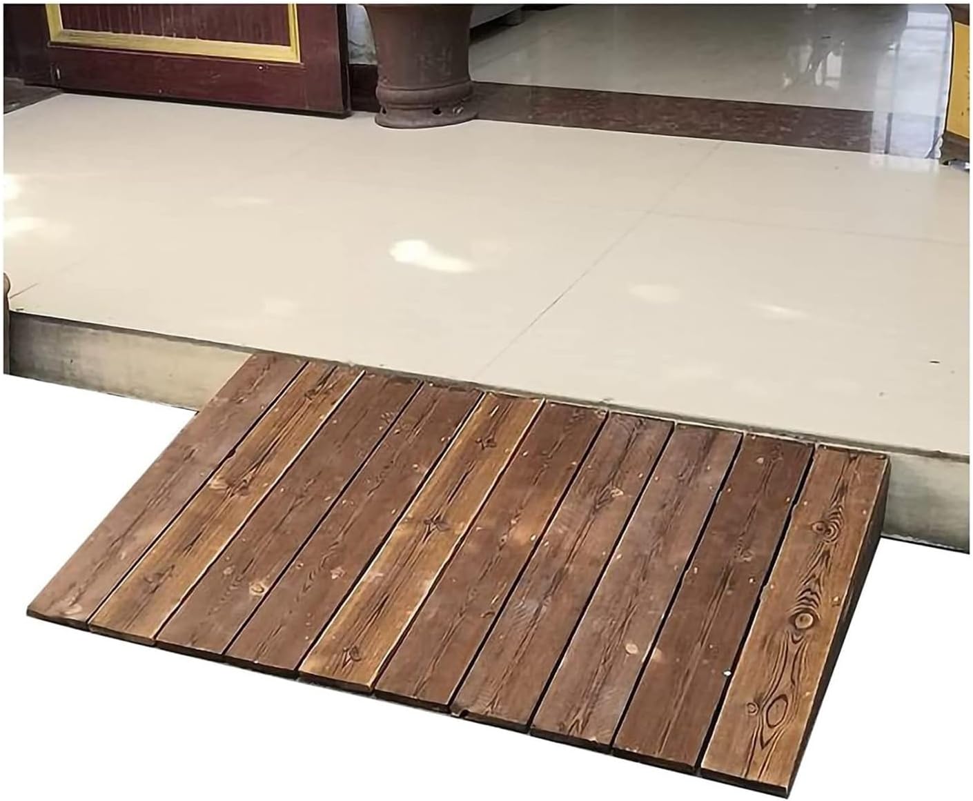 Threshold Ramp Wheelchair Ramp Wooden Threshold Ramp Portable Scooter Ramp for Home Door Steps Kerb Ramps Handicap Ramps Non-Slip Roadside Slope Anti-Slip (Size : 60x50x10cm)