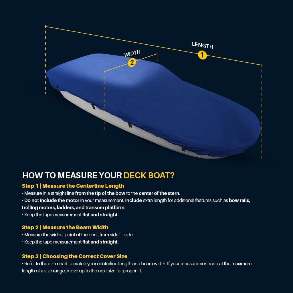 Seal Skin Covers Waterproof Deck Boat Cover, Heavy-Duty Marine-Grade Fabric, Fits 22'-23' L & Up to 102' W, All-Weather Protection, Perfect for Mooring, Towing & Trailering