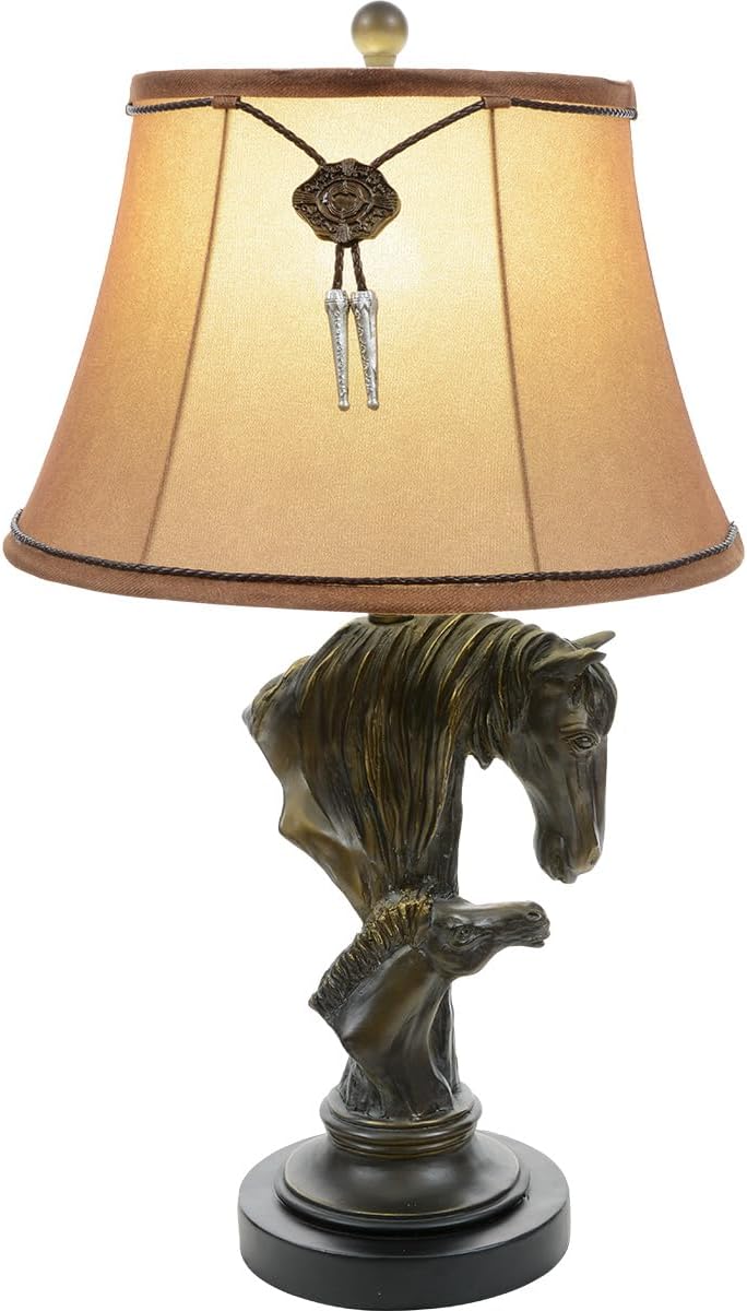 BLACK FOREST DECOR Horse & Colt Table Lamp, Resin, Accent Lighting, 8' Dia. x 28 1/2' H