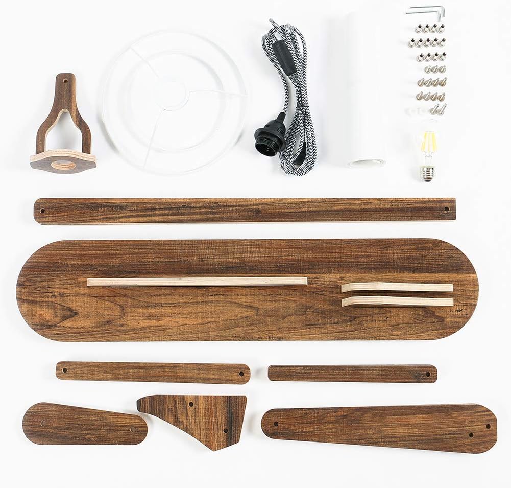Cool Decorative Tall Floor Lamp Wood Swing Arm Standing Corner Reading Lights for Kids Bedroom Living Room Farmhouse - LED Bulb Included (Teak)