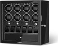 DUKWIN Watch Winder for 4/6/8 Automatic Watches, Lockable Winders with Watch Holders and Jewelry Storage, Super Quiet Motor with High-Gloss Finish, Built-in Illumination